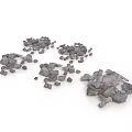 Small Metal Shavings Pieces of Different Sizes Scattered On White Background