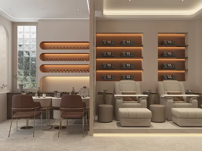 Luxury Modern Beauty Hair Salon Interior With Styling Chairs Equipment And Comfortable Seating 3d model