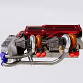 Heavy Duty Industrial Mechanical Equipment With Red Body Silver Radiator Blue Pipes And Turbo Fans