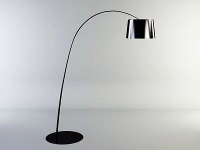 Modern Arched Floor Lamp With Metal Shade And Circular Base Design 3d model