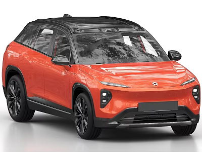 Orange Modern SUV With Black Roof Sleek Exterior LED Headlights And Black Wheels 3d model