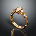 Fashionable Clothing Accessory Golden Ring With Exquisite Gemstone And Intricate Design