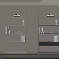 Modern Bookshelves With Metal Frame White Gray Shelves Books Sculptures And Bowls