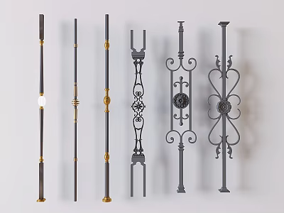 Wrought Iron Stair Handrail Wrought Iron Door Handle Stair Guardrail Fence Handrail 3d model