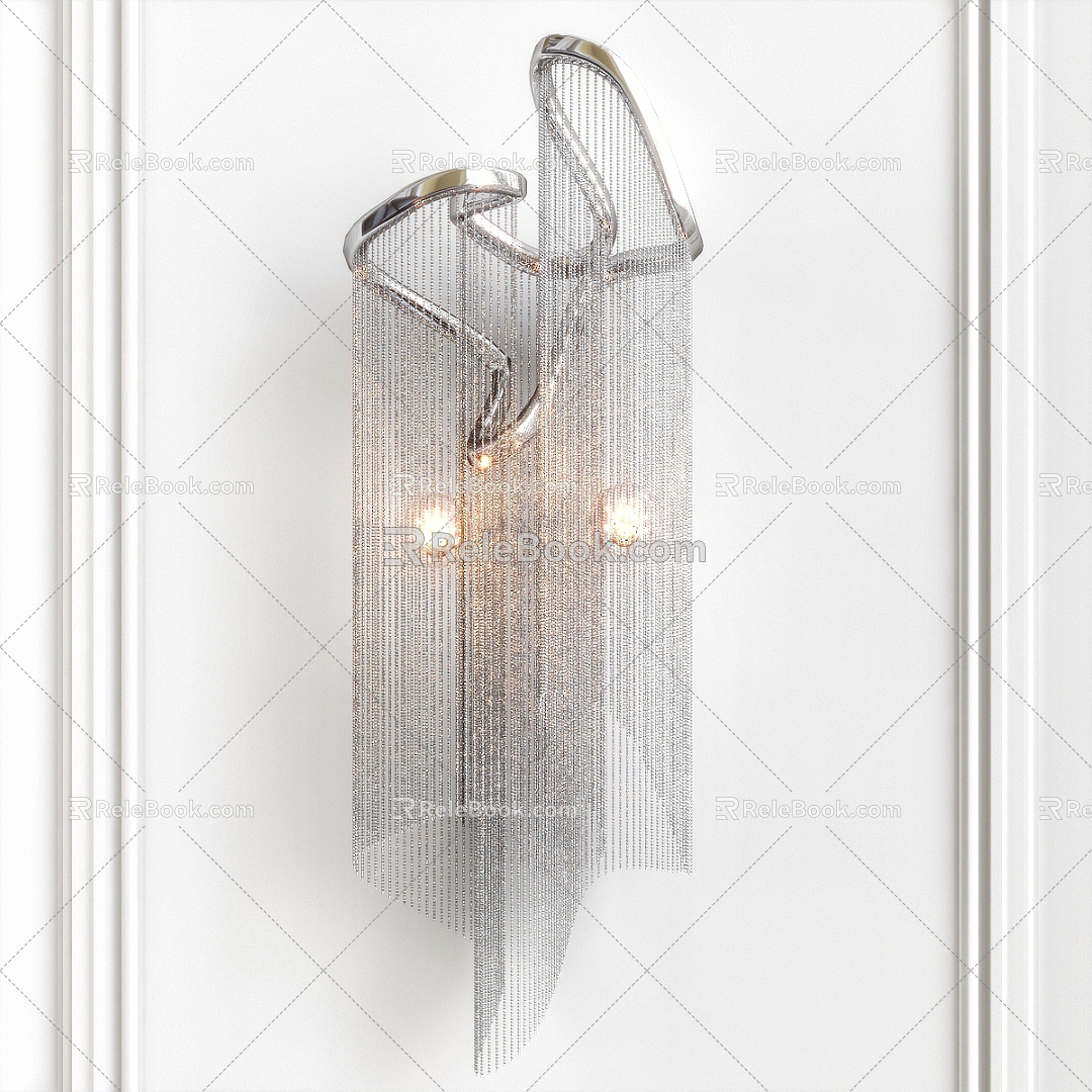 Modern Light Luxury Grey Chain Wall Lamp 3d model