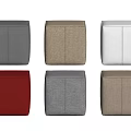 Square Fabric Ottoman With Seam Details And Multiple Color Options 3d model