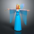 Woman In Blue Dress With Blue Wings Blonde Hair And Magic Wand