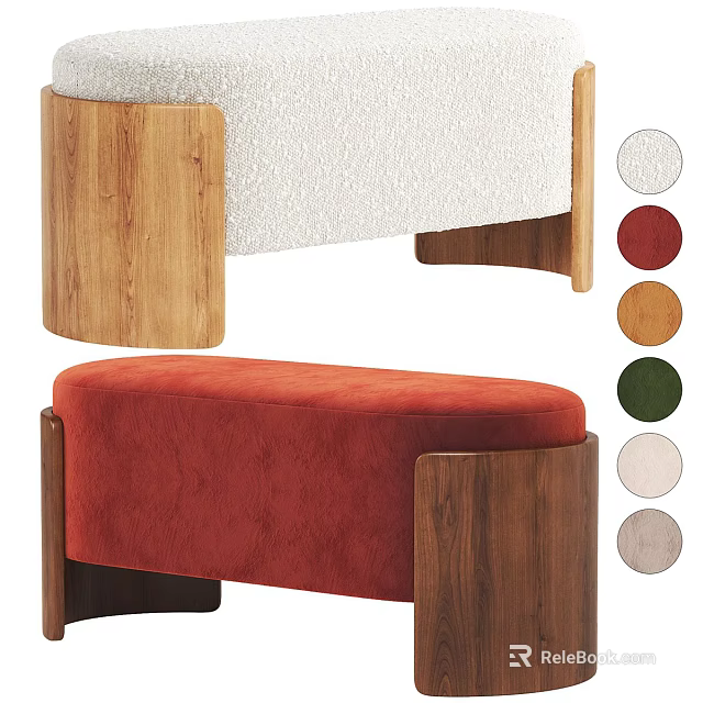 Upholstered Sofa Bench With Wooden Legs And Multiple Color Options 3d model 