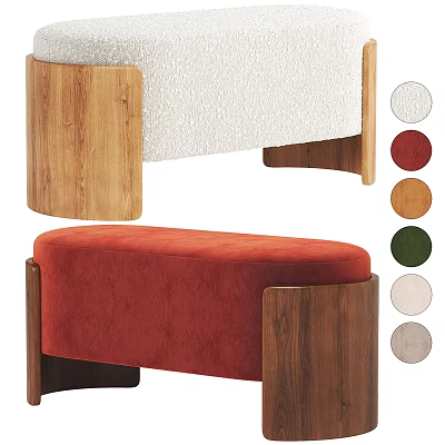 Upholstered Sofa Bench With Wooden Legs And Multiple Color Options 3d model
