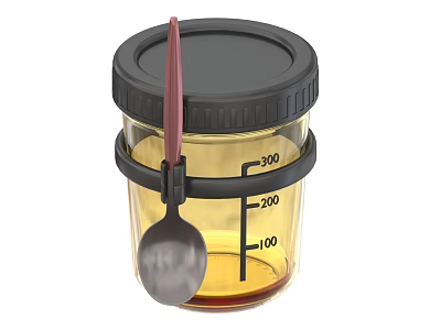 Transparent Measuring Cup With Black Lid Red Spoon And Measurement Markings 3d model