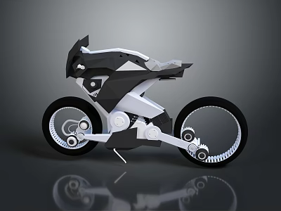 Modern Low Poly Black And White Motorcycle With Geometric Design And Clean Lines 3d model