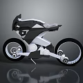 Modern Low Poly Black And White Motorcycle With Geometric Design And Clean Lines