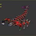 Sci Fi Character Mechanical Scorpion With Red Exoskeleton Metal Parts And Sharp Claws 3d model