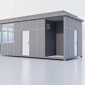 Grey Prefabricated Small Office Building With Metal Panels Windows And Door