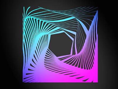 Abstract Geometric Wall Decor With Colorful Gradient Lines And Hexagonal Hollow Center 3d model