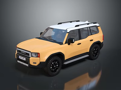 Yellow Off Road SUV With Rugged Design Roof Rack And Black Wheels 3d model
