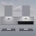 Modern Kitchen Appliances With Stainless Steel Range Hoods And Gas Stoves