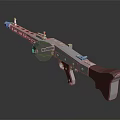 Modern Silver Tactical Firearm With Green Cylinder And Brown Grip Design