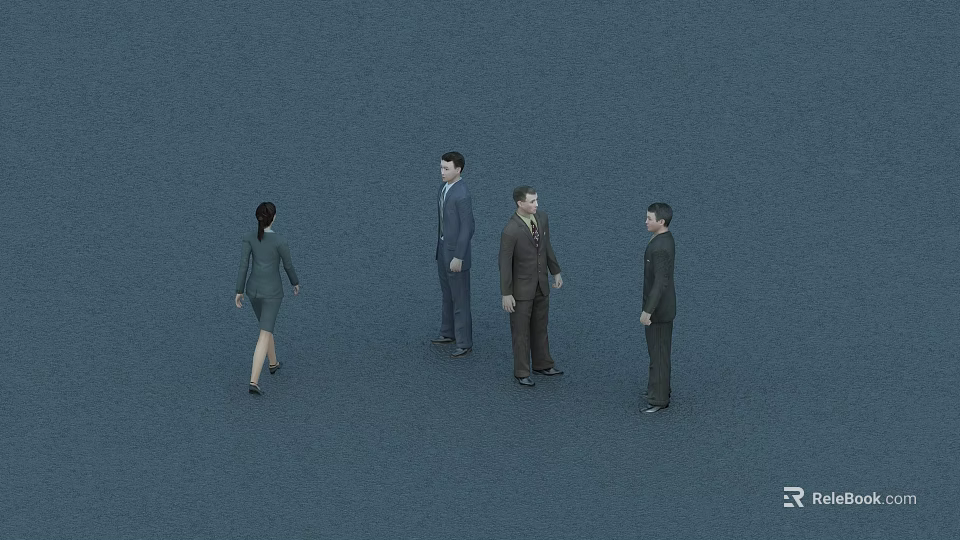 Group of Business Professionals Standing Together in Formal Attire Engaged in Discussion 3d model 
