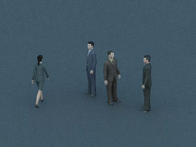 Group of Business Professionals Standing Together in Formal Attire Engaged in Discussion 3d model