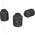 Vintage Rustic Metal Jars With Aged Patina And Worn Exterior Design