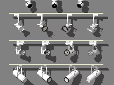 Various Styles of Track Mounted Downlights and Spotlights for Interior Lighting 3d model