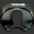 Futuristic Metallic Striped Corset with Shiny Texture in 3D Model