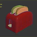 Red Toaster With Toasted Bread Slices Stylish Modern Kitchen Appliance Design 3d model