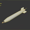 Silver Missile With White Fins On Smooth Black Surface Showing Reflection 3d model