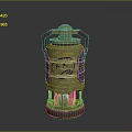 Industrial Green Mechanical Device With Gray Handles Yellow Components And Sturdy Base