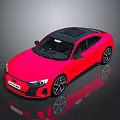 Red Modern Sports Coupe Car Featuring Black Roof Shiny Black Wheels And Sleek Exterior