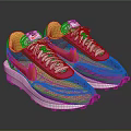 Multicolored Mesh Upper Sneakers With White Laces And Retro Design