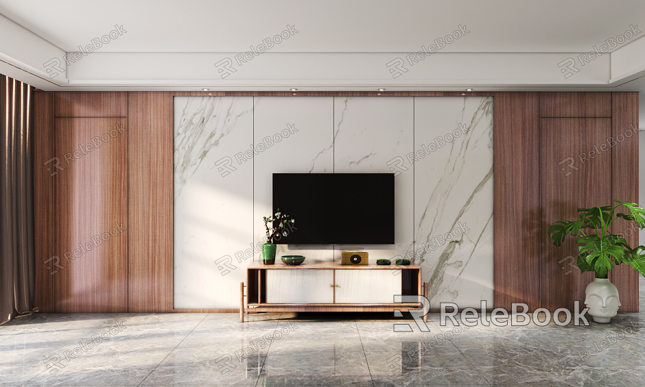 Modern TV background wall model