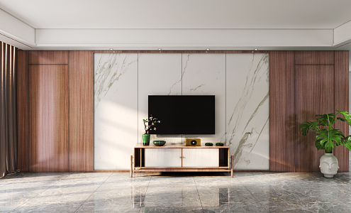 Modern TV background wall 3d model