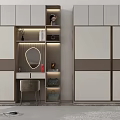 Modern Wardrobe Combination Design With Mirror Dresser Shelves And Storage Drawers