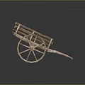 Antique Wooden Cart With Large Spoked Wheels And Rustic Wooden Structure