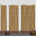 Log Pillar Homestay Partition Railing Fence 3d model