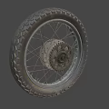 Classic Vintage Motorcycle Wheel Design With Detailed Spokes And Rubber Tire