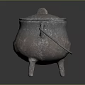 Traditional Metal Household Cooking Pot With Lid Handle And Three Legs