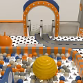Colorful Kids Play Equipment With Ball Pit Arched Entrance Curved Track And Slide