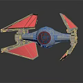 Realistic TIE Fighter Model with Angular Wings Central Cockpit and Gray Black Details 3d model