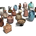 Ceramic Vessels Collection Including Vases Jars Bowls With Diverse Colors And Textured Designs