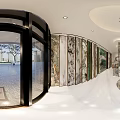 Modern Front Desk Reception Interior Design With Marble Walls And Lounge Chair Decorations