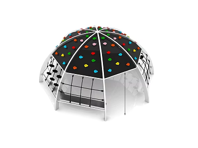 Colorful Dot Covered Hemispherical Playground Equipment With Metal Frame Structure 3d model