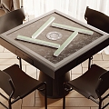 Mahjong table and chair combination 3d model