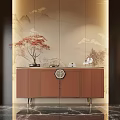 Elegant Modern Entryway Console Side Cabinet With Wooden Design Metal Legs And Decorative Ornaments