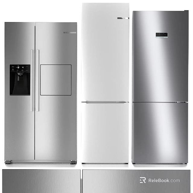 Sleek Modern Silver and White Side by Side Double Door Refrigerators Smooth Finish Design 3d model 
