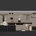 Modern Walk in Wardrobe with Hanging Areas Bags Shoes Drawers and Shelves