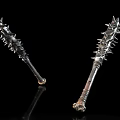 Spiked Metal Mace Weapons Displayed on Black Background with Reflection