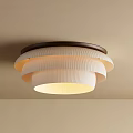 Modern Layered Cream Ceiling Light With Pleated Design And Soft Lighting 3d model